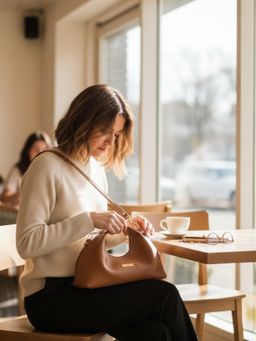 ATTAACHE ACCESSORIES - Womens Tan Sling Bag With Detachable Strap (M)