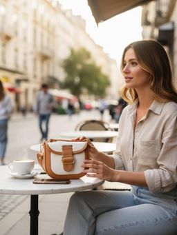 ATTAACHE ACCESSORIES - Womens White Sling Bag With Detachable Strap (S)