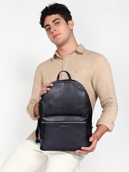Sassora - Premium Leather Laptop Backpack - Black (L)
