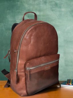 Sassora - Premium Leather Laptop Backpack - Tan (L)