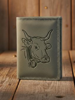 Sassora - Premium Leather Animal Embossed Pattern Large RFID Wallet - Grey (L)