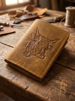 Sassora - Premium Leather Animal Embossed Pattern Large RFID Wallet - Tan (L)