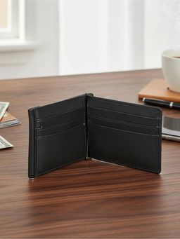Sassora - Leather RFID Slim 12 Card Slots Money Clip Wallet - Black (L)