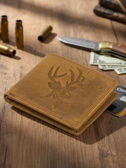 Sassora - RFID Blocking Leather Embossed Deer Design Wallet (L)