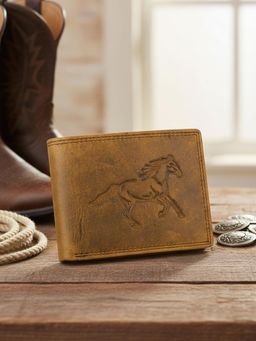Sassora - Leather RFID Blocking Embossed Horse Design Wallet (L)