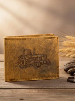 Sassora - Premium Leather Tractor Printed Pattern Large RFID Wallet (L)