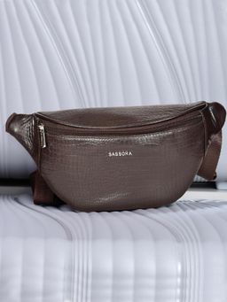Sassora - Genuine Leather Daily Use Waist Belt Bag - Brown (M)