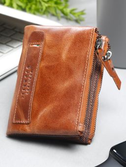 Teakwood - Men Tan Genuine Leather Two Fold Wallet