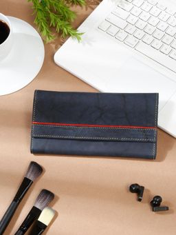 Teakwood - Women Blue Leather Two Fold Wallet