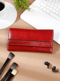 Teakwood - Women Red Leather Two Fold Wallet