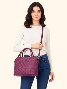 Yelloe - Pink Quilted Handbag With Detachable Strap (M)