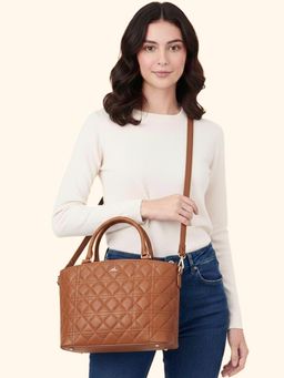 Yelloe - Tan Quilted Handbag With Detachable Strap (M)
