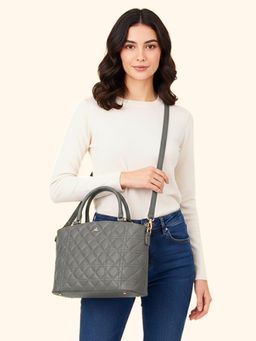 Yelloe - Grey Quilted Handbag With Detachable Strap (M)