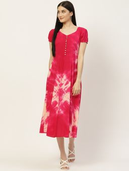 Maaesa - Pink Tie & Dyed Anarkali Dress