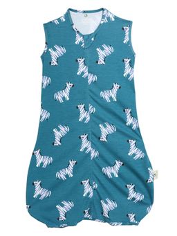 Cocoon Care - Baby Blue Bamboo Cotton Knit Zebra Printed Onesies