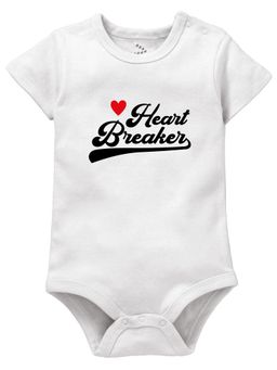 Zeezeezoo - Baby White Heart Breaker Typography Onesies