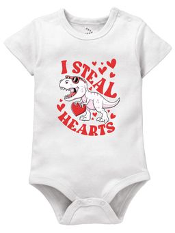 Zeezeezoo - Baby White I Steal Hearts Dino Onesies