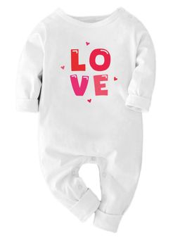 Zeezeezoo - Baby White Love Hearts Printed Full Sleeves Romper