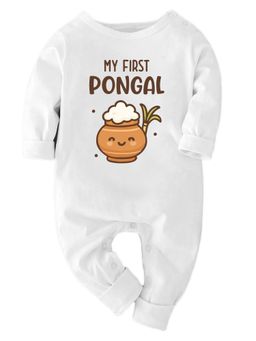 Zeezeezoo - Baby White My First Pongal Cotton Romper