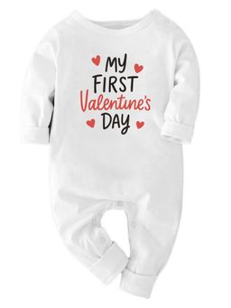 Zeezeezoo - Baby White My First Valentine's Day Text Romper