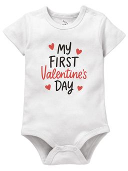 Zeezeezoo - Baby White My First Valentine's Day Text Onesies