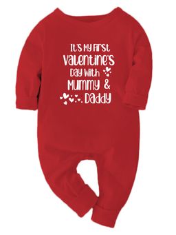 Zeezeezoo - Baby Red Typography Full Sleeves Romper