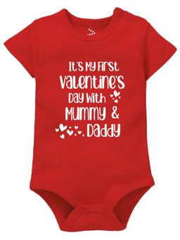 Zeezeezoo - Baby Red My First Valentine's Day with Mummy and Daddy Onesies