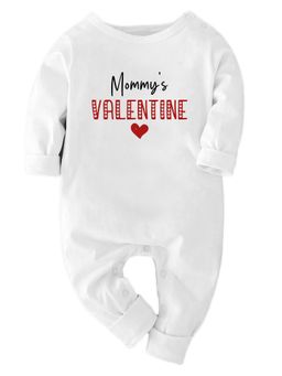 Zeezeezoo - Baby White Typography Full Sleeves Cotton Romper