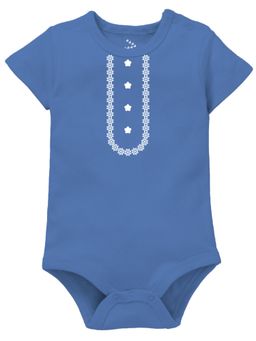 Zeezeezoo - Baby Blue Printed Cotton Onesies