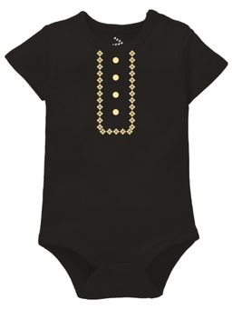 Zeezeezoo - Baby Black Printed Cotton Onesies