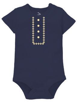 Zeezeezoo - Baby Navy Blue Printed Cotton Onesies