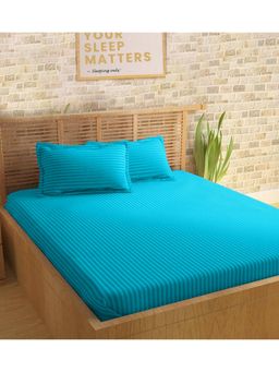 Sleeping Owls- because your sleep matters - Turquoise Blue Bedsheet With 2 Pillow Covers (Super King)