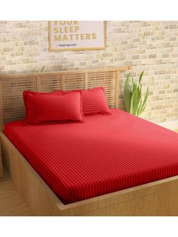 Sleeping Owls- because your sleep matters - Red Bedsheet With 2 Pillow Covers (Super King)