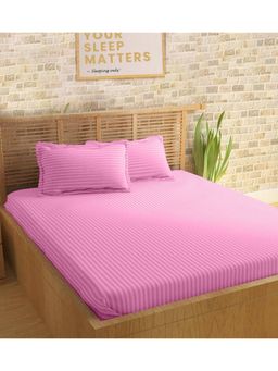 Sleeping Owls- because your sleep matters - Pink Bedsheet With 2 Pillow Covers (Super King)
