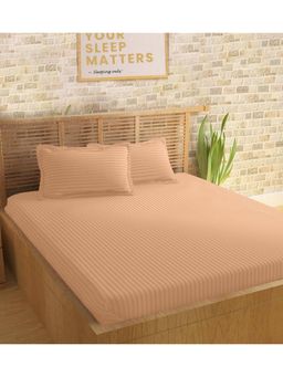 Sleeping Owls- because your sleep matters - Peach Bedsheet With 2 Pillow Covers (Super King)