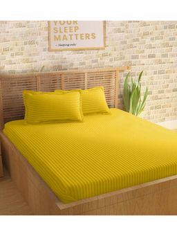 Sleeping Owls- because your sleep matters - Yellow Bedsheet With 2 Pillow Covers (Super King)