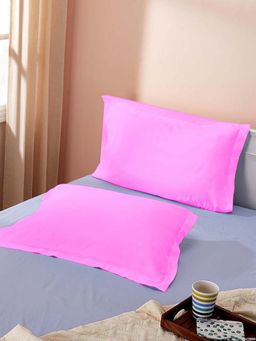 Sleeping Owls- because your sleep matters - Pink Plain Pillow Covers (Pack Of 2)