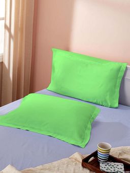 Sleeping Owls- because your sleep matters - Sage Green Plain Pillow Covers (Pack Of 2)