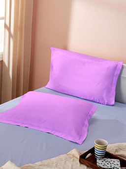 Sleeping Owls- because your sleep matters - Lavender Plain Pillow Covers (Pack Of 2)