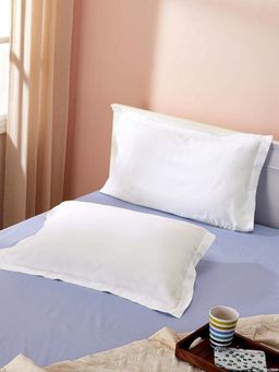 Sleeping Owls- because your sleep matters - Off White Plain Pillow Covers (Pack Of 2)