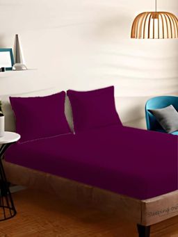 Sleeping Owls- because your sleep matters - Wine Solid Bedsheet With 2 Pillow Covers (Super King)