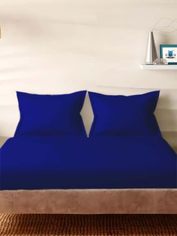 Sleeping Owls- because your sleep matters - Royal Blue Bedsheet With 2 Pillow Covers (Super King)