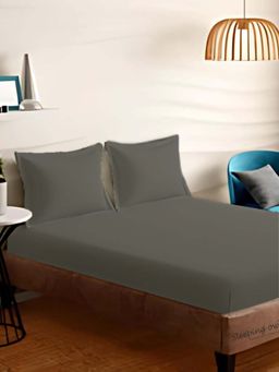 Sleeping Owls- because your sleep matters - Dark Grey Bedsheet With 2 Pillow Covers (Super King)