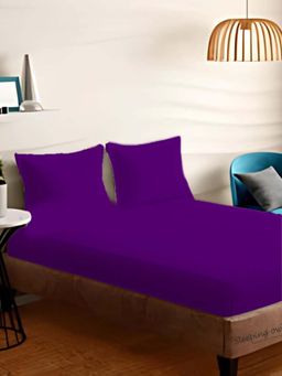 Sleeping Owls- because your sleep matters - Purple Solid Bedsheet With 2 Pillow Covers (Super King)