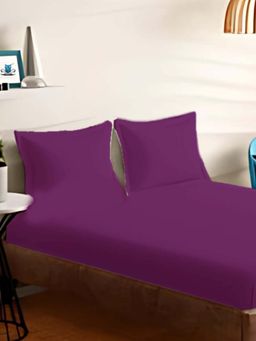 Sleeping Owls- because your sleep matters - Plum Solid Bedsheet With 2 Pillow Covers (Super King)