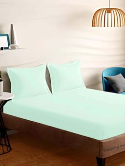 Sleeping Owls- because your sleep matters - Green Solid Bedsheet With 2 Pillow Covers (Super King)
