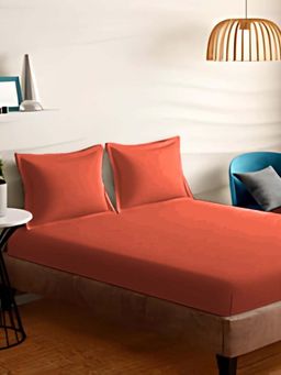 Sleeping Owls- because your sleep matters - Rust Solid Bedsheet With 2 Pillow Covers (Super King)