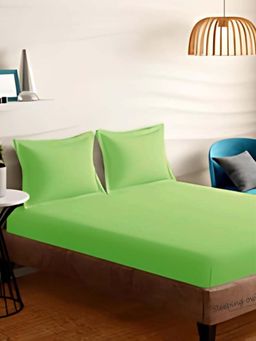 Sleeping Owls- because your sleep matters - Sage Green Bedsheet With 2 Pillow Covers (Super King)