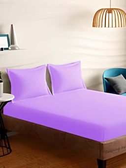 Sleeping Owls- because your sleep matters - Lavender Solid Bedsheet With 2 Pillow Covers (Super King)