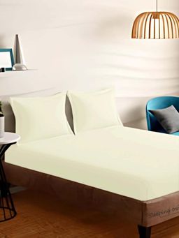 Sleeping Owls- because your sleep matters - Ivory Solid Bedsheet With 2 Pillow Covers (Super King)